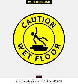 Caution wet floor, slippery and warning for pedestrian sign in vector style version, easy to use and print