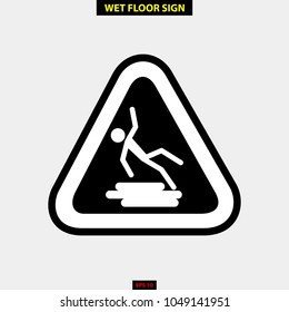 Caution wet floor, slippery and warning for pedestrian sign in vector style version, easy to use and print