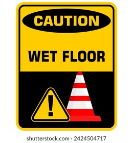 Caution, Wet Floor, sticker vector