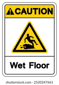Caution Wet Floor Symbol Sign,Vector Illustration, Isolate On White Background Label. EPS10