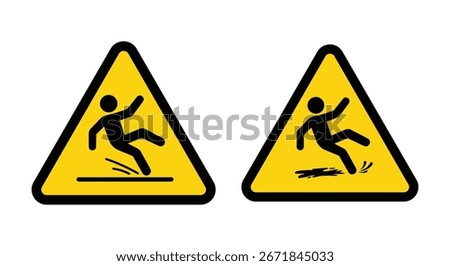 Caution Wet Floor symbol and Caution slippery surface symbol