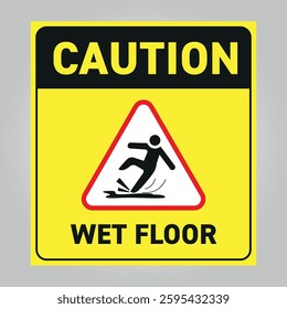 caution wet floor vector sign