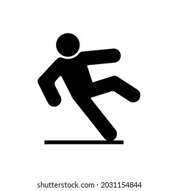 Caution wet floor. Warning Informational sign. Slip man icon. Vector illustration