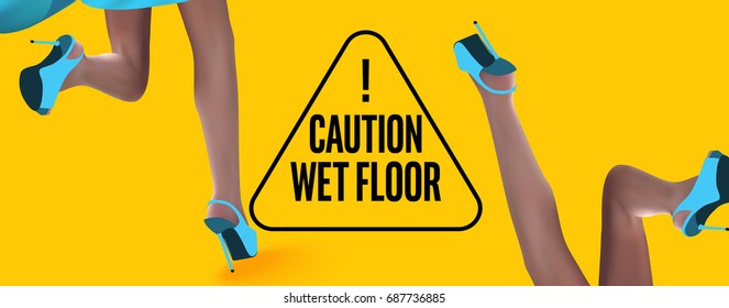 CAUTION WET FLOOR WARNING PLATE. VECTOR ILLUSTRATION
