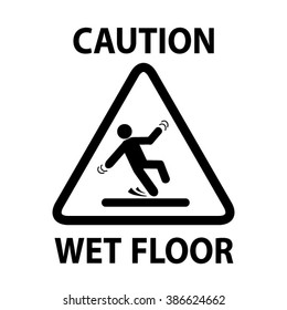 Caution Wet Floor Warning Sign Vector Illustration