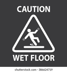 Caution Wet Floor Warning Sign Vector Illustration
