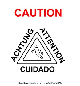 Caution wet floor warning sign vector