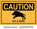 caution wild boar sign board illustration, suitable for warning projects