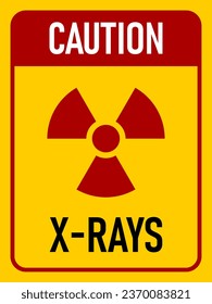 Caution X-Rays Danger High Radiation Area Keep Out Vertical or Portrait Orientation Warning Sign Symbol with an Aspect Ratio of 3:4. Vector Image.