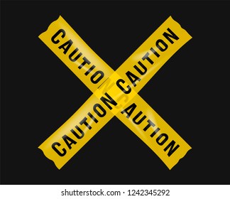 Caution yellow cross tape