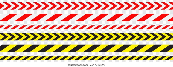 Atenção linha amarela e vermelha. Fita de aviso, sinal de construção ou barreira policial, linha de cuidado
