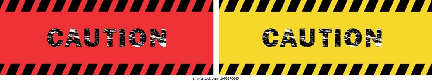caution yellow and red sign. grunge danger sign ,warning with black tab, vector illustration.