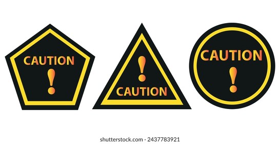 caution yellow sign. Vector icon.