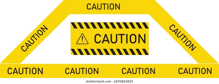 caution yellow. warning with black tab, vector illustration. 
