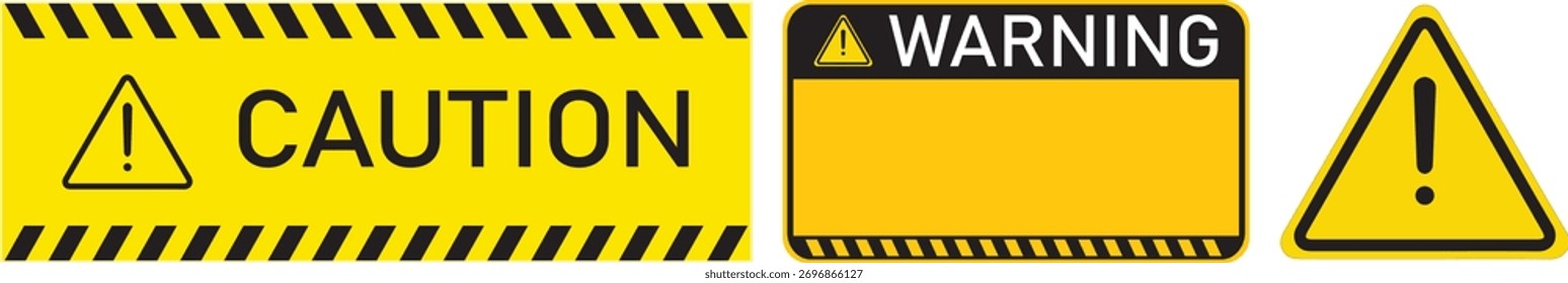 caution yellow. warning with black tab, vector illustration. 