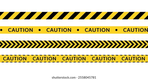 Caution yellow warning lines. Hazardous warning tape sets must be careful for construction and crime.