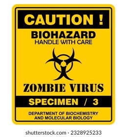 Vorsicht, Zombie-Virus-Probe 3, Zeichen, Vektorgrafik