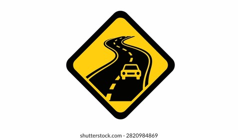 A cautionary road sign indicating a slippery road surface ahead