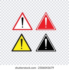 Cautionary Warning and Danger Sign Collection - Vector Illustrations on a Transparent Background.