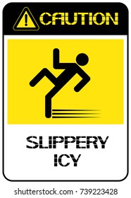 Caution.Slippery ice.             
Informative poster about bad weather conditions for traffic.