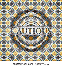 Cautious arabesque style badge. arabic decoration.