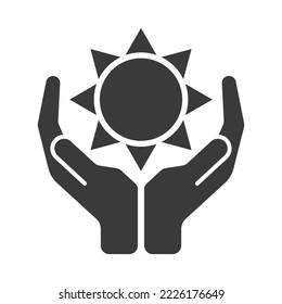 Cautious attitude for solar energy glyph icon isolated on white background.Vector illustration.