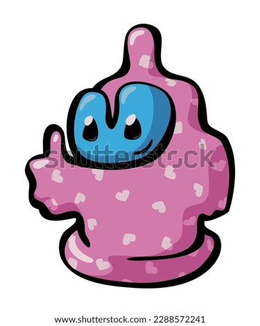 Cautious robot wearing pink condom dress for safety 