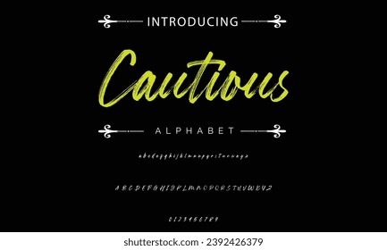 Cautious Stylish brush painted an uppercase vector letters, alphabet, typeface.