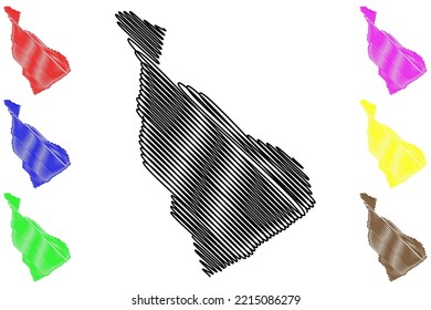 Cava island (United Kingdom of Great Britain and Northern Ireland, Scotland, Orkney) map vector illustration, scribble sketch Isle of Kalfey map