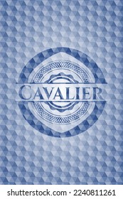 Cavalier blue polygonal emblem. Vector Illustration. Detailed. 