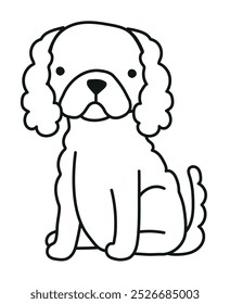 Cavalier dog vector line drawing illustration