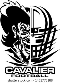 cavalier football team design with helmet and half mascot for school, college or league