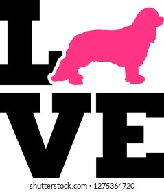 Cavalier King Charles Love with pink silhouette