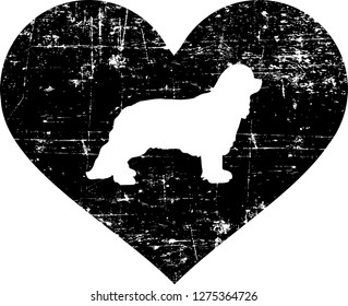 Cavalier King Charles silhouette in black heart