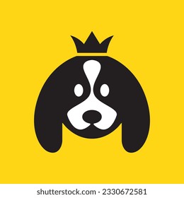 Cavalier King Charles Spaniel dog pets crown king queen cute mascot cartoon logo icon vector illustration