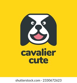 Cavalier King Charles Spaniel Hund Haustiere süße Maskottchen Cartoon bunter fröhliches Lächeln Logo Symbol Vektorgrafik