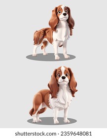 Cavalier King Charles Spaniel Dog 3D Animation Vector Design