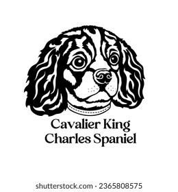 Kavalier König Charles Spaniel Hund Silhouette. Hunde im Gesicht Hund Monogramm, Hundezucht