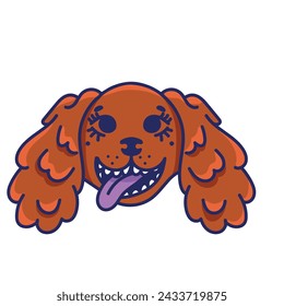 Cavalier King Charles Spaniel cara de perro ilustración vectorial sonriente.