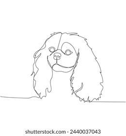 Cavalier King Charles Spaniel dog breed, companion dog one line art. Continuous line drawing of friend, dog, doggy, friendship, care, pet, animal, family, canine.