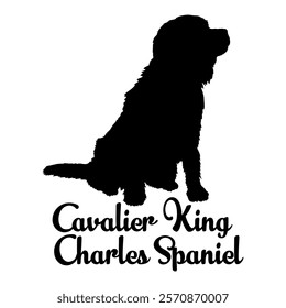 Cavalier King Charles Spaniel. dog silhouette, dog breeds, logo, vector, silhouette,  animal, illustration, icon, sign, design, black, symbol, pet, love
