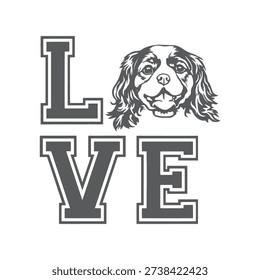 Cavalier King Charles Spaniel Dog Love Typography Vector Illustration