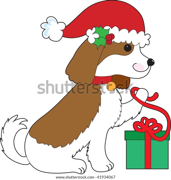 Cavalier King Charles Spaniel Opening Christmas Stock Vector (Royalty ...