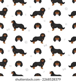 Cavalier King Charles Spaniel seamless pattern. Vector illustration