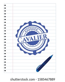 Cavalier pen effect. Blue ink. Vector Illustration. Detailed.