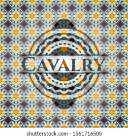 Cavalry arabesque emblem background. arabic decoration.