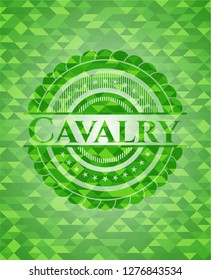 Cavalry green emblem. Mosaic background