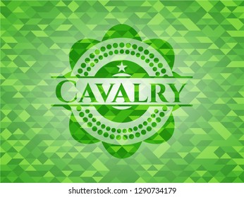 Cavalry green emblem with triangle mosaic background