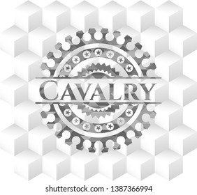 Cavalry Grey Badge With Geometric Cube White Background