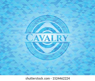 Cavalry light blue emblem. Mosaic background